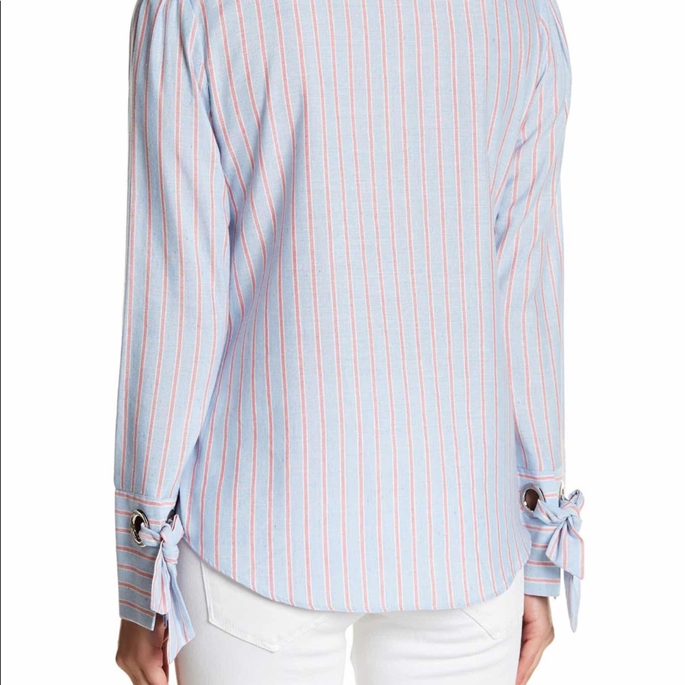 English Factory Ruffle Striped Button-Down Shirt - Picture 2 of 6
